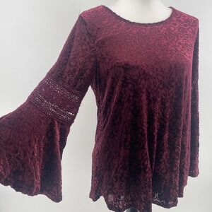 Stem And Vine Velvet Burnout Top Burgundy Women's Medium * Whimsigoth Dark Fairy